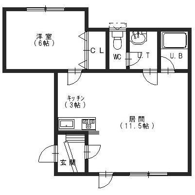 メゾンカイトII(1LDK/2階)の間取り写真