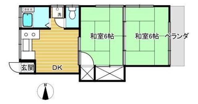 三栄荘(2DK/1階)の間取り写真