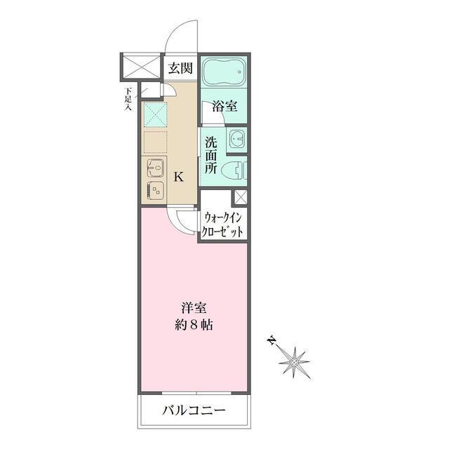 ベルフェリーク西小山(1K/4階)の間取り写真