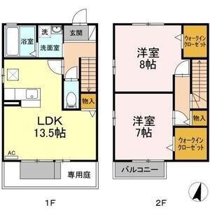 セジュール石川(2LDK/1階)の間取り写真