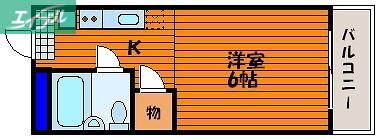 ウェーブレジデンス津島(1K/2階)の間取り写真