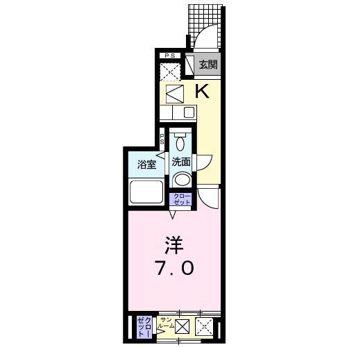 ＪＲ両毛線 前橋大島駅 徒歩28分 2階建 築13年(1K/1階)の間取り写真