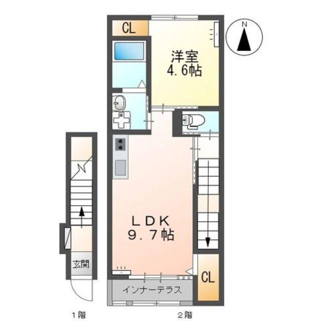 サンフィット(1LDK/2階)の間取り写真