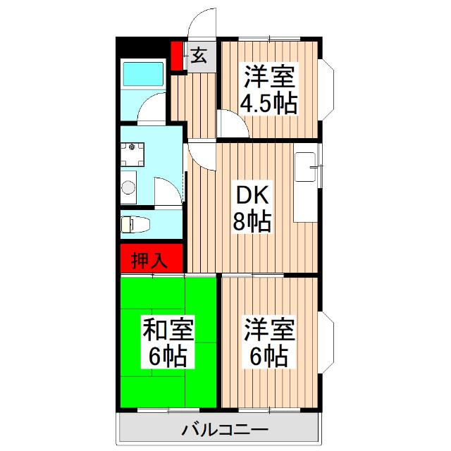 ガーデニア(3DK/3階)の間取り写真