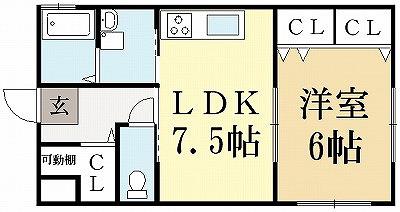 コーポ南城園(1DK/3階)の間取り写真