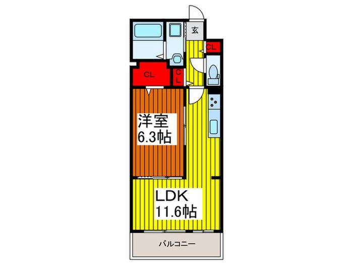 KSパーシモン(1LDK/2階)の間取り写真