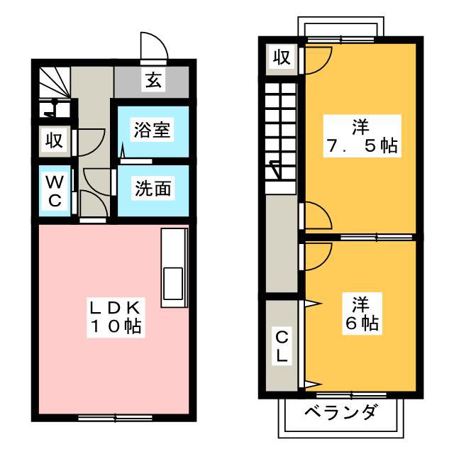 ブランシェール(2LDK/1階)の間取り写真