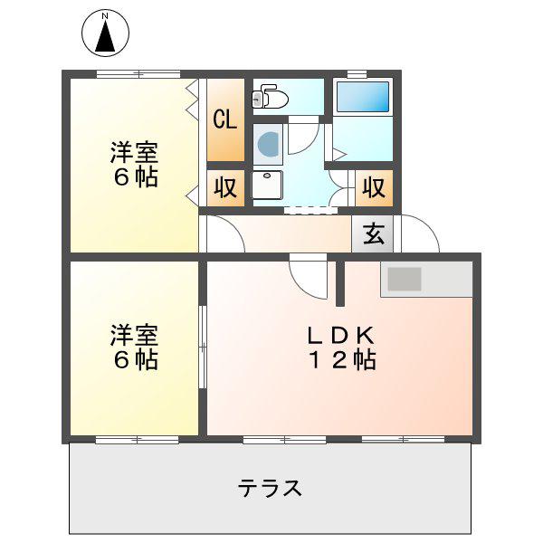 セジュールたちばな(2LDK/1階)の間取り写真