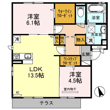 メルベーユ(2LDK/1階)の間取り写真