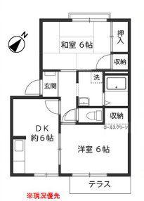 北の台クリーンハイツB(2DK/1階)の間取り写真