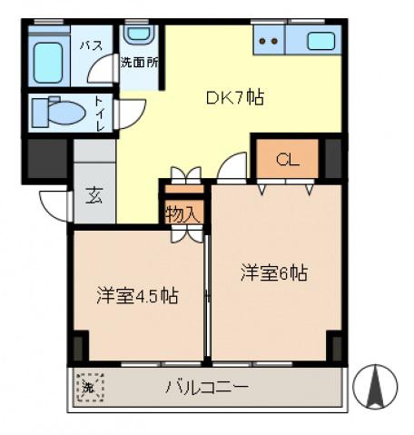 ナカノ第二マンション(2DK/2階)の間取り写真