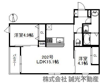 NEXUS姪浜 722(2LDK/2階)の間取り写真