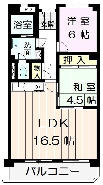第二寺田マンション(2LDK/5階)の間取り写真