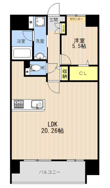 LIBTH菊陽II(1LDK/5階)の間取り写真