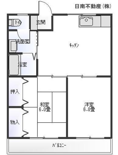 TKコーポ A棟(2LDK/2階)の間取り写真