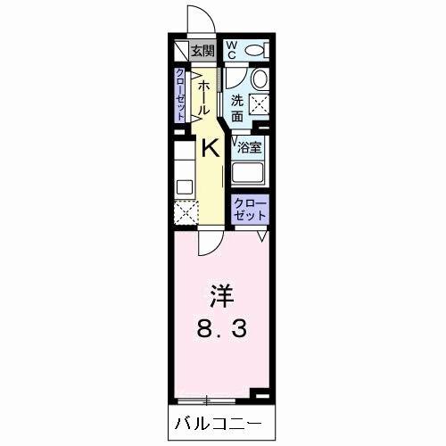 ラフレシール太秦II(1K/2階)の間取り写真