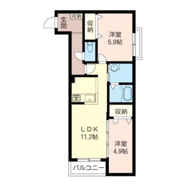 マストライフ宮前平B棟(2LDK/2階)の間取り写真