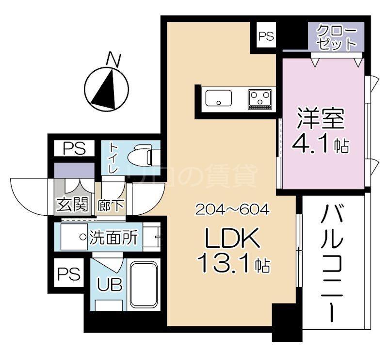 コンフォートスクエア川崎(1LDK/6階)の間取り写真