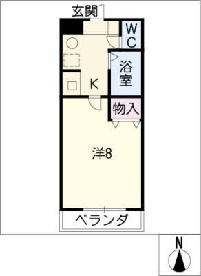 エクセランス小池II(1K/1階)の間取り写真
