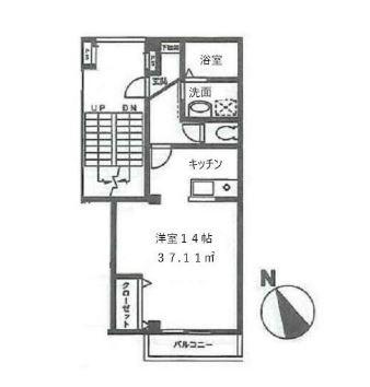 エスペランサ 再契約可(ワンルーム/2階)の間取り写真