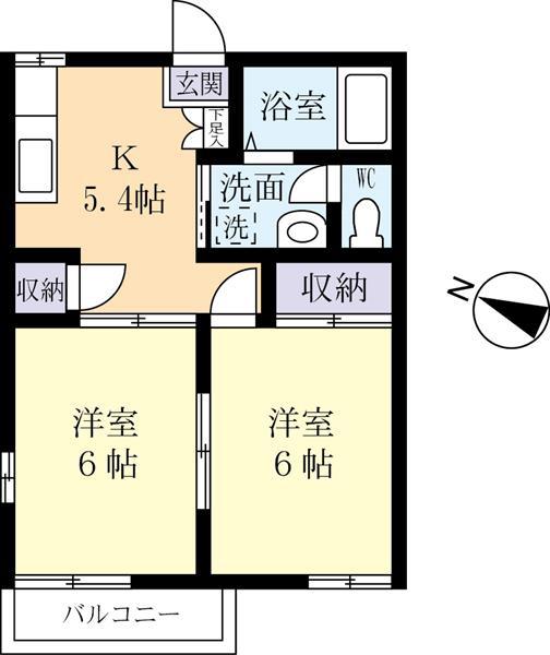 パークヒル(2K/2階)の間取り写真