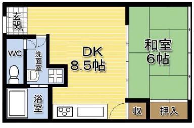 ダイワ高井田ビル(1LDK/3階)の間取り写真