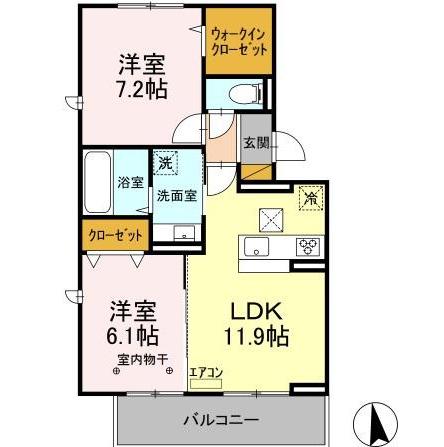 コンフォールクレール(2LDK/1階)の間取り写真