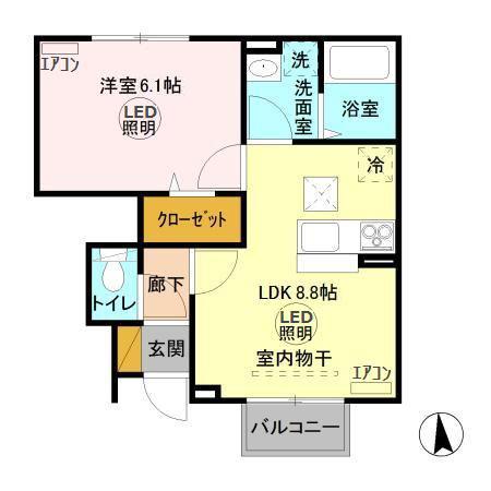 グラマードマレIX(1LDK/1階)の間取り写真