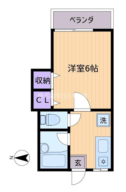 フラットルナII(1K/2階)の間取り写真