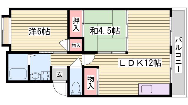 りばあさいど多聞(2LDK/2階)の間取り写真