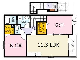 ガーデンハウスII(2LDK/2階)の間取り写真