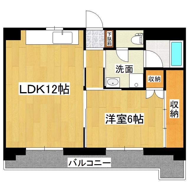 マーブル・コート土浦(1LDK/2階)の間取り写真