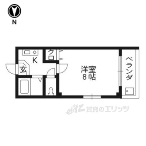阪急京都線 大宮駅(京都) 徒歩4分 3階建 築30年(1K/3階)の間取り写真