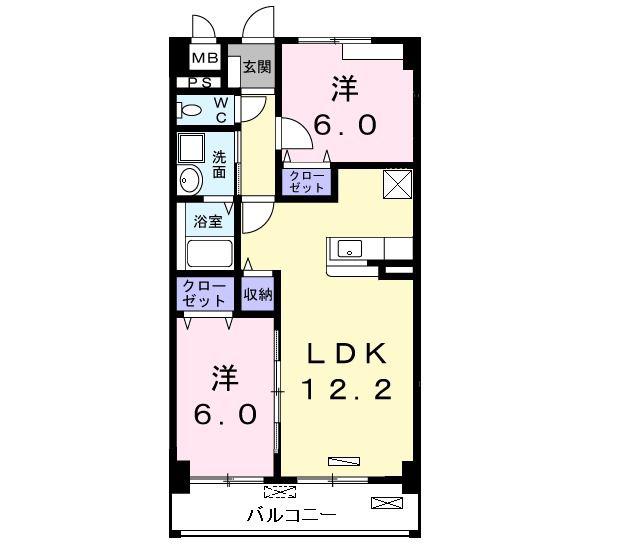 フルール(2LDK/5階)の間取り写真