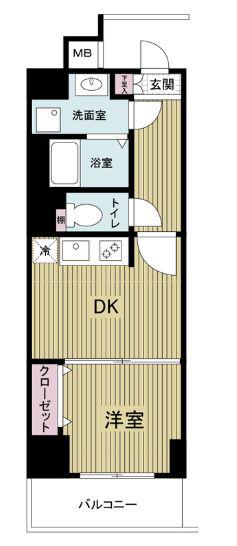ドゥーエ玉造(1DK/12階)の間取り写真