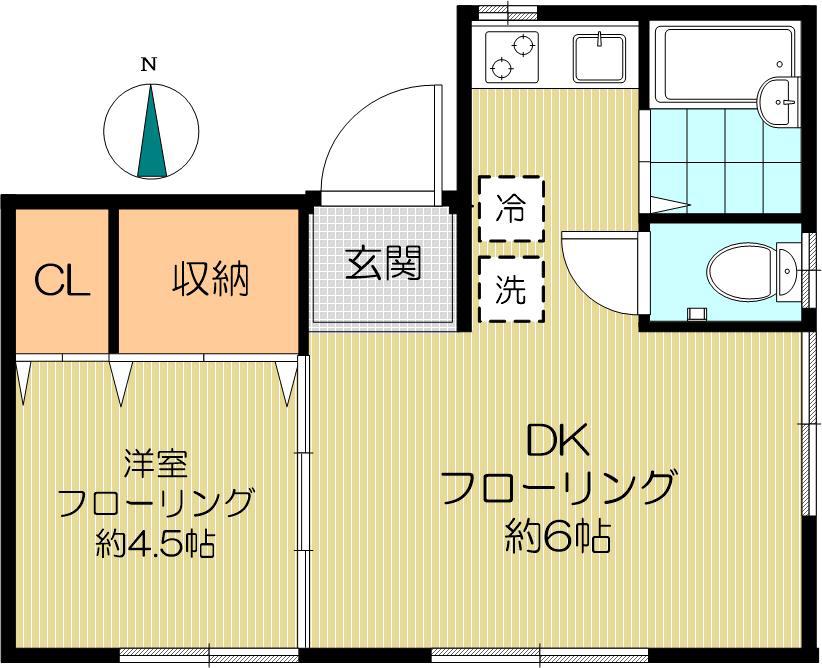 河野ビル(1DK/3階)の間取り写真