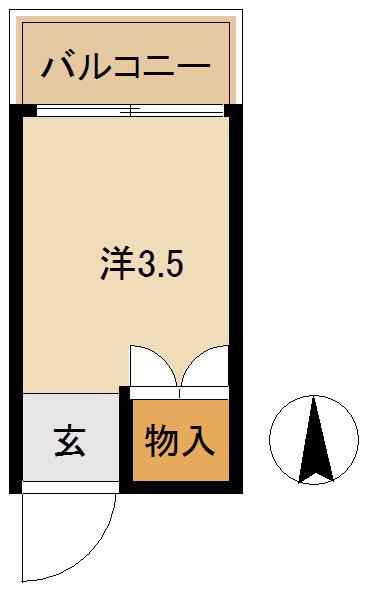 リバーハイツ(ワンルーム/3階)の間取り写真