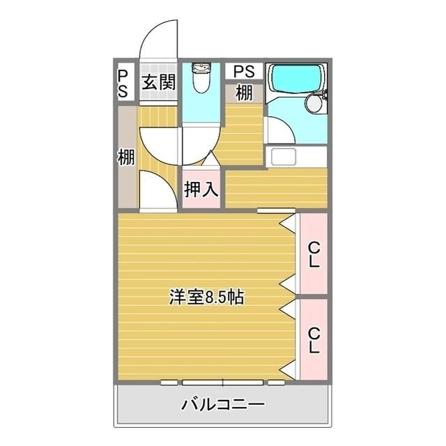 フォーチュンパレス水前寺(1K/5階)の間取り写真