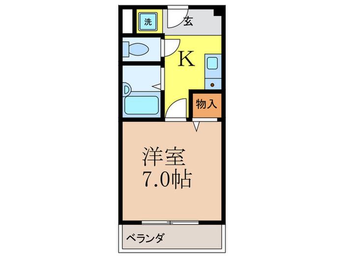 ジュネス大手(1K/2階)の間取り写真