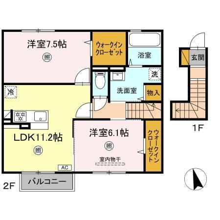 ヴェルドミール V(2LDK/2階)の間取り写真