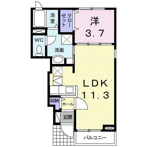 クラールT・O(1LDK/1階)の間取り写真