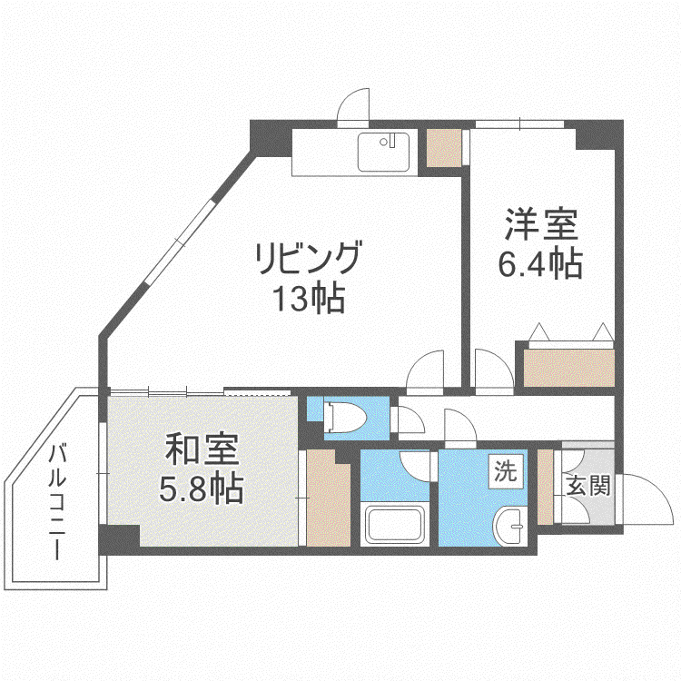 ナルセビル24(2LDK/7階)の間取り写真
