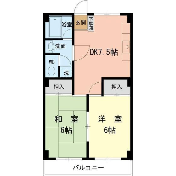 ベアーズパレス(2DK/4階)の間取り写真