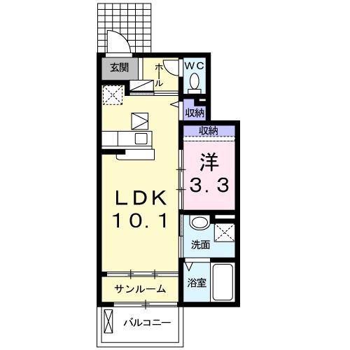 サン フォレスト(1LDK/1階)の間取り写真