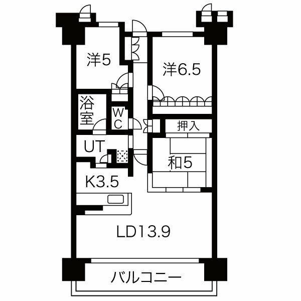 アップルガーデン茨木(3LDK/10階)の間取り写真