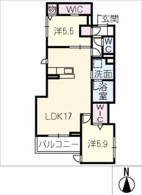 OTTAVO MIHIRO(2LDK/3階)の間取り写真
