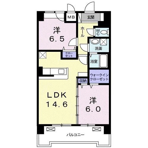 グランクリュ佐古 ウエスト(2LDK/12階)の間取り写真