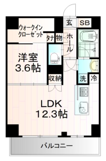 AXASレジデンス目黒東(1LDK/13階)の間取り写真