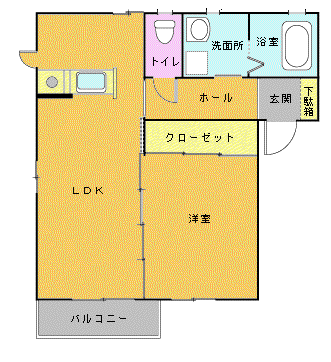 ルピナス E-102(1LDK/1階)の間取り写真