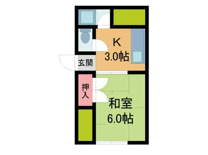奥田コーポ(1DK/2階)の間取り写真